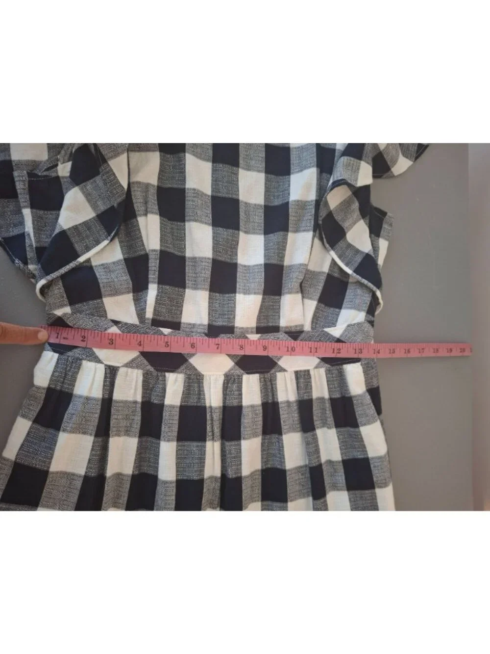 Express x LadyGang Gingham Maxi Dress 6 Navy White Cottagecore Flutter Sleeve